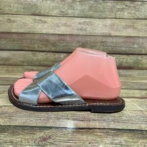 Sam Edelman Silver Criss Cross Slide Sandals